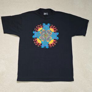 Vintage 90s Fashion Victim Courtney Davis Celtic Cross Shirt Large Black Art